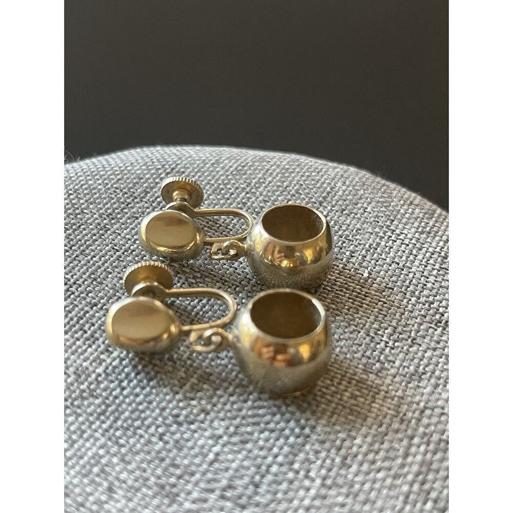 Coro Goldtone Drop Earrings Dangle Screwback MCM Cocktail Retro Career Signed